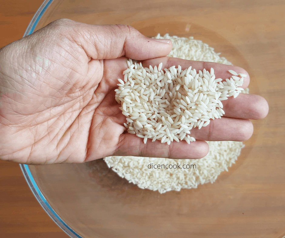 Cooked rice raw mango coconut mustard rice