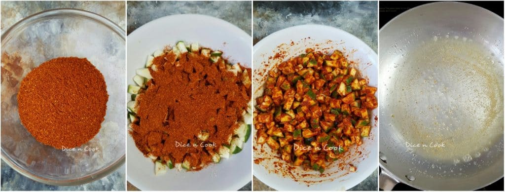 Raw mango pickle with step by step photos and video. Vegan and glutenfree recipe. #pickle #Indian #glutenfree #vegan
