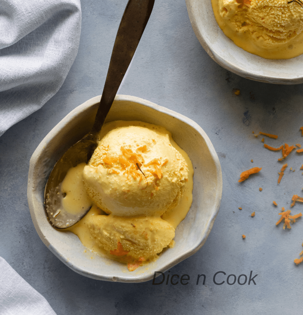Carrot Kesar Ice Cream Carrot Saffron Ice Cream Dice n Cook