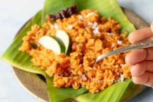 Raw mango coconut mustard rice