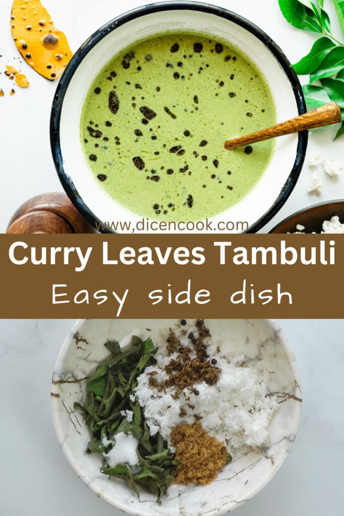 Curry leaves tambuli in a cup