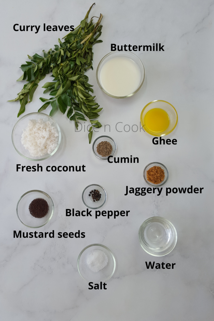 Ingredients to make curry leaves