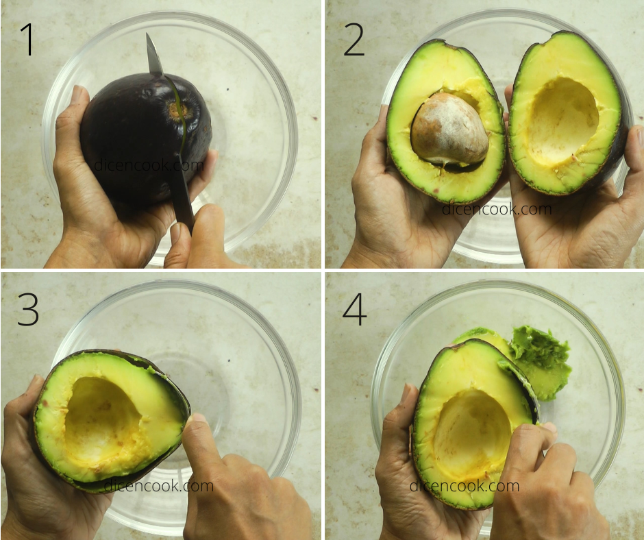 Avocado cutting steps