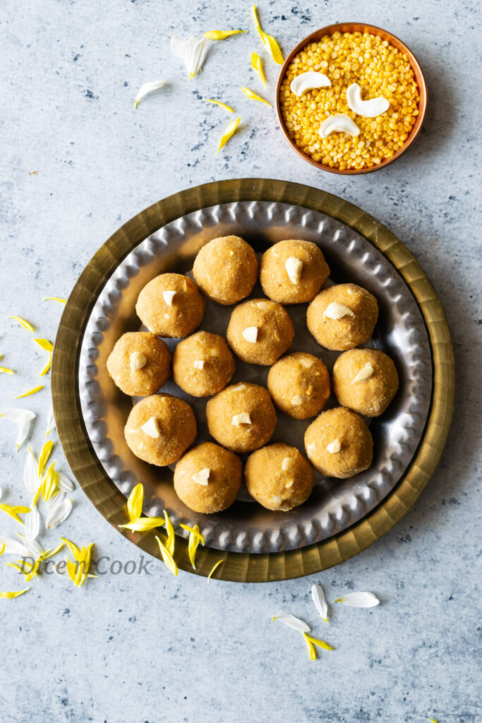 moong dal laddu on a plate