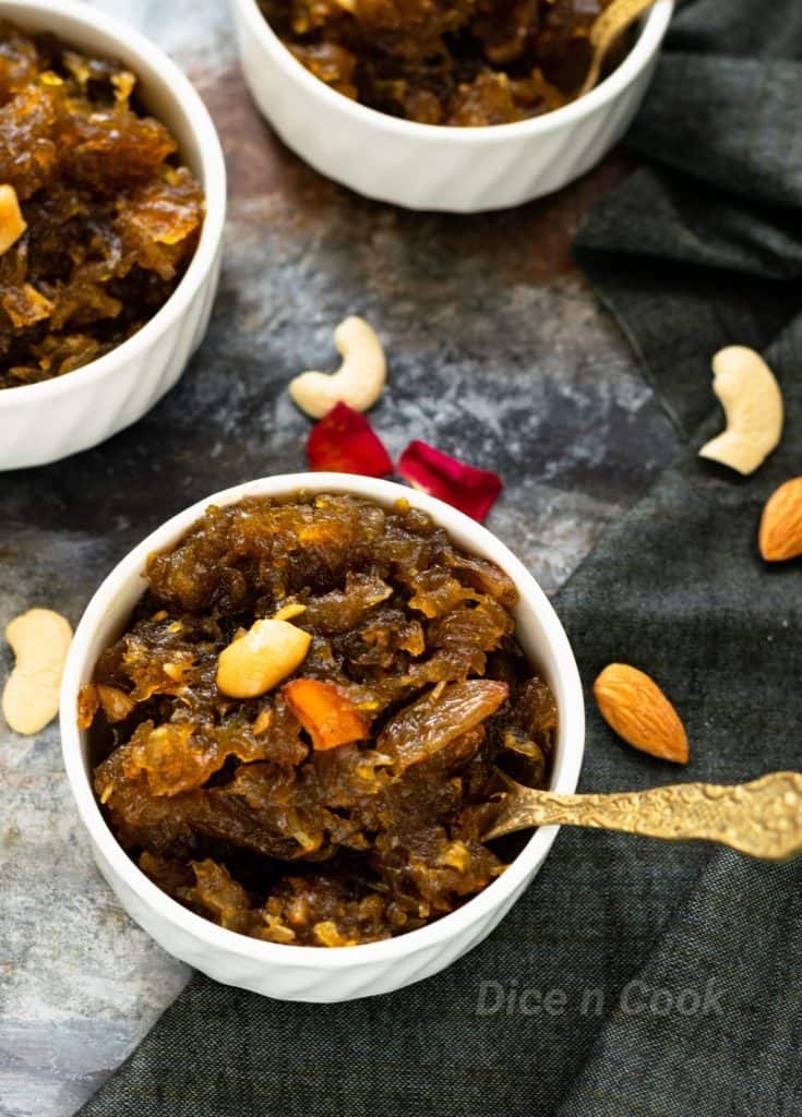 Papaya (unripe) halwa glutenfree dessert Dice n Cook