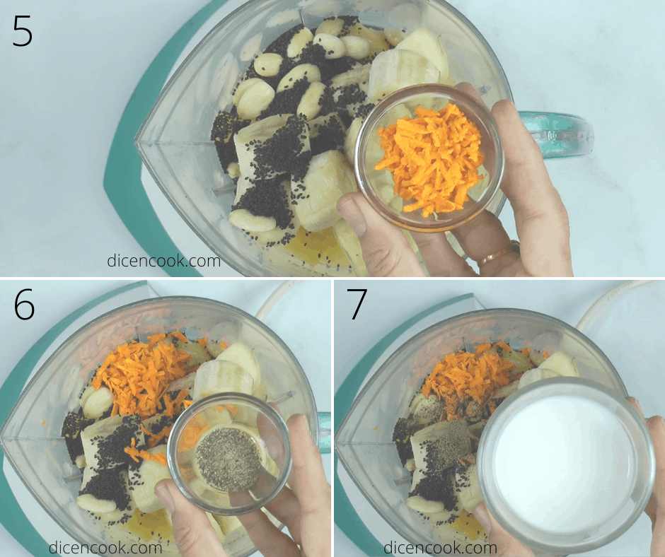 Fresh turmeric tropical smoothie bowl