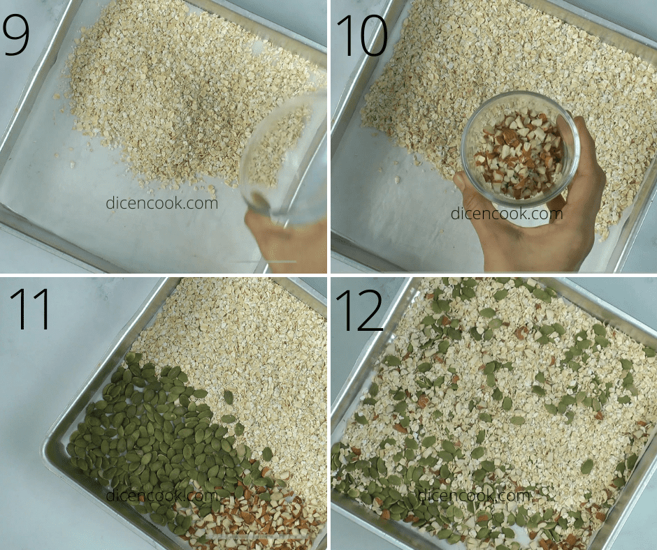 Granola bar ingredients in a bowl