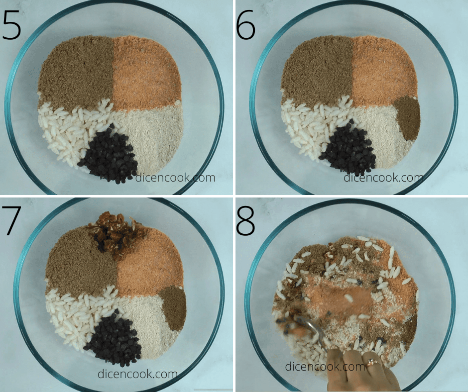 Granola bar ingredients in a bowl