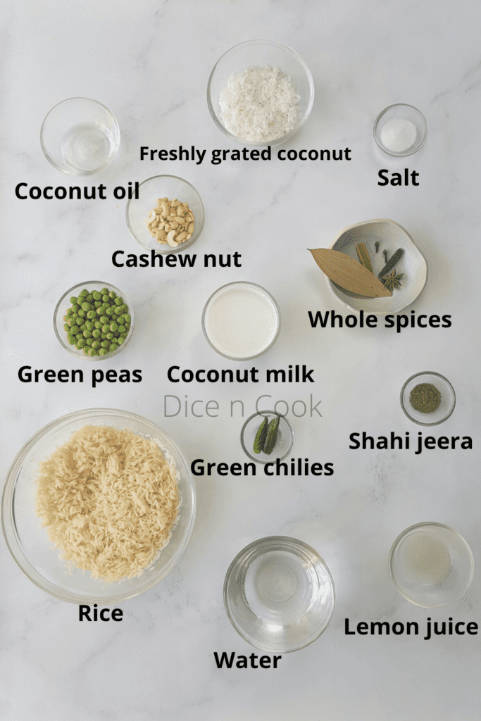 Easy coconut milk rice ingredients